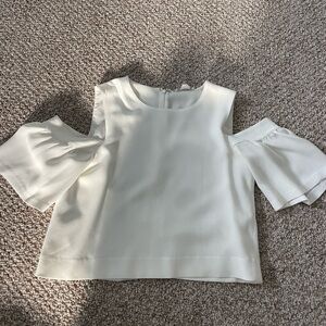 Club Monaco Open shoulder White Silk Top